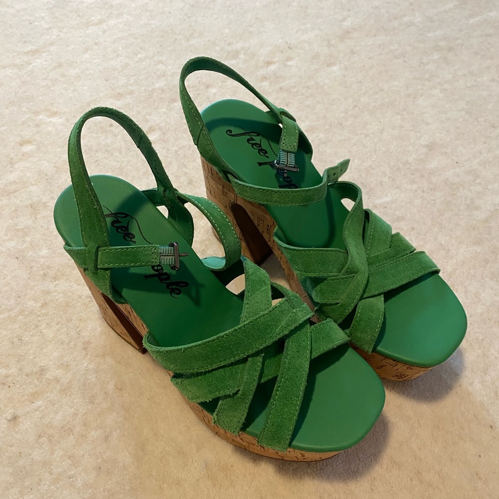 Libson Mj Free People Green Wedge Sandals